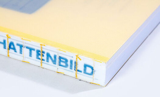 Broschüre mit offener Fadenheftung und bedrucktem Titel